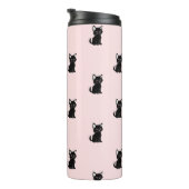Cute Black Cat Pattern on Pastel Pink Thermosbecher (Nach rechts gedreht)