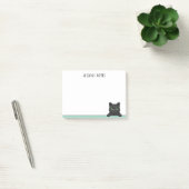 Cute Black Cat Peeking Mint Personalized Post-it Klebezettel (Büro)