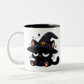 Cute Black Cat & Pumpkin | Two-Sided Halloween Mug Zweifarbige Tasse (Links)