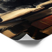 Cute Black Cat Reading a Book Poster (Ecke)