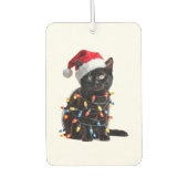 Cute Black Cat Santa Christmas Lights Meow Kitty K Autolufterfrischer (Vorderseite)