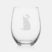 Cute Black Cat Santa Christmas Lights Meow Kitty K Weinglas Ohne Stiel (Rückseite)