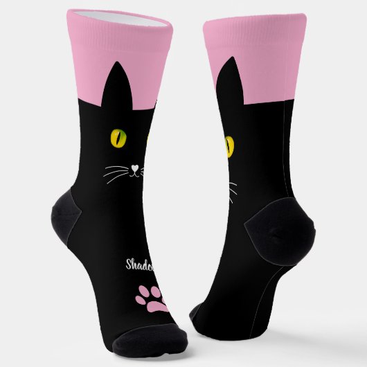 Cute Black Cat Socks Gift for Cat Lovers Socken (Gewinkelt)