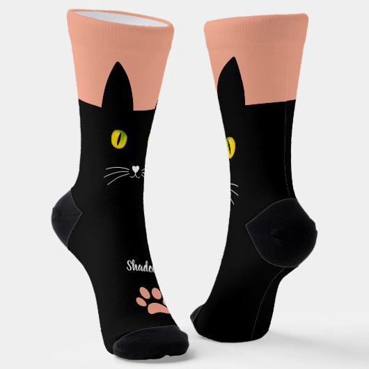 Cute Black Cat Socks Gift for Cat Lovers Socken (Gewinkelt)