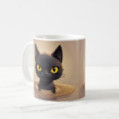 Cute Black Cat Swimming Graphic Art Kaffeetasse (Vorderseite Links)