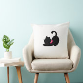 Cute Black Cat Throw Pillow | Elegant Pink Bow Tie Kissen (Stuhl )