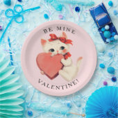 Cute Black Cat Vintage Be Mine Valentine Pappteller (Party)