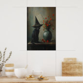 Cute Black Cat Witch With Dark Botanicals, Dark Poster (Küche)
