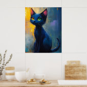 Cute black cat with 2 eye colors poster (Küche)