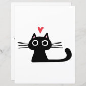 Cute Black Cat with Heart Kitten Valentine Classi (Vorne/Hinten)