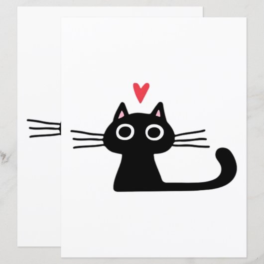 Cute Black Cat with Heart  Kitten Valentine Classi (Vorne/Hinten)