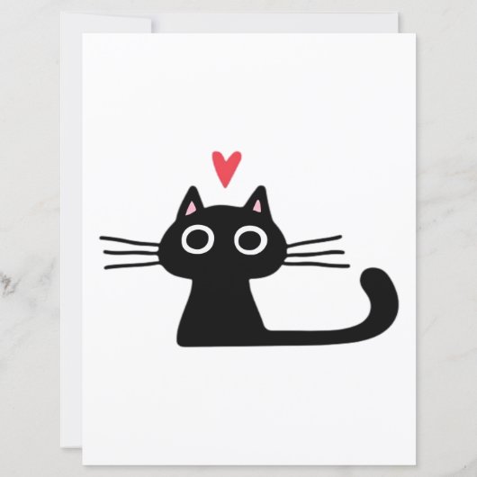 Cute Black Cat with Heart  Kitten Valentine Classi (Rückseite)