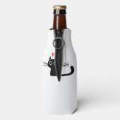 Cute Black Cat with Heart Kitten Valentine Classi Flaschenkühler (Flasche Rückseite)