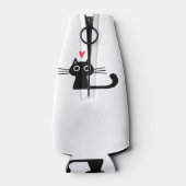 Cute Black Cat with Heart Kitten Valentine Classi Flaschenkühler (Rückseite)