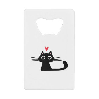 Cute Black Cat with Heart Kitten Valentine Classi Geldbeutel Flaschenöffner