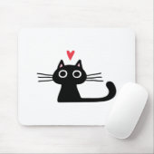 Cute Black Cat with Heart Kitten Valentine Classi Mousepad (Mit Mouse)