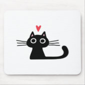 Cute Black Cat with Heart Kitten Valentine Classi Mousepad (Vorne)