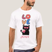 Cute Black Cat with Heart Sunglasses & Cupcake T-Shirt (Vorderseite)
