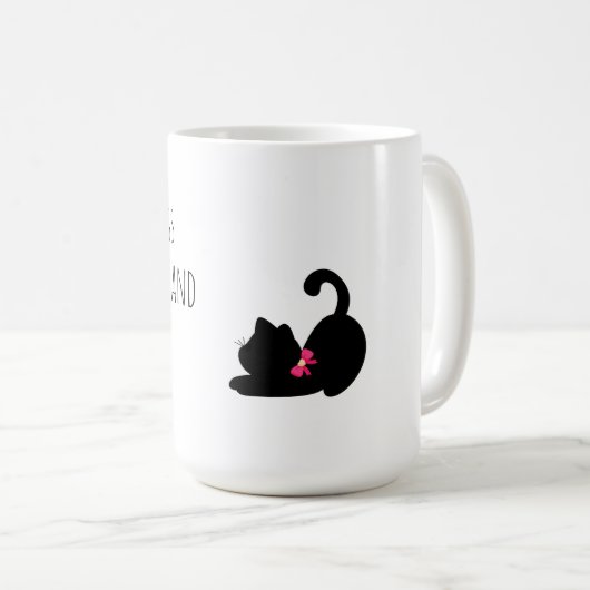 Cute Black Cat with Pink Bow Tie Kaffeetasse (VorderseiteRechts)