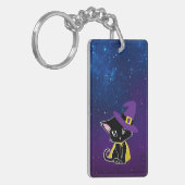 Cute Black Cat Wizard Under the Stars Keychain Schlüsselanhänger (Vorderseite links)