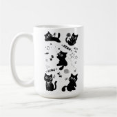 Cute Black Cats Doodles Pattern Kawaii Meow Kaffeetasse (Links)