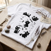 Cute Black Cats Doodles Pattern Kawaii Meow Tri-Blend Shirt