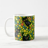 Cute Black Cats Floral Meadow Pattern Kaffeetasse (Links)