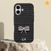 Cute Black Crochet Bow Yarn Custom Name Case-Mate iPhone Hülle