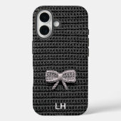 Cute Black Crochet Bow Yarn Custom Name Case-Mate iPhone Hülle (Rückseite)