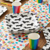 Cute Black Dachshund Pattern Pappteller