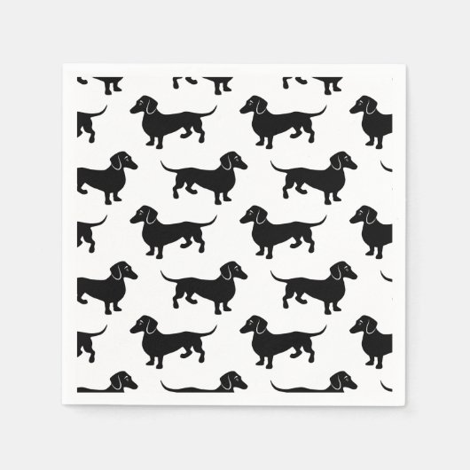 Cute Black Dachshund Pattern Serviette (Vorderseite)