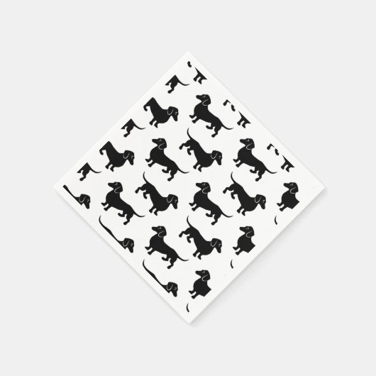 Cute Black Dachshund Pattern Serviette (Ecke)