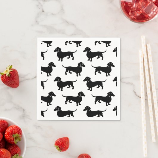 Cute Black Dachshund Pattern Serviette (Beispiel)