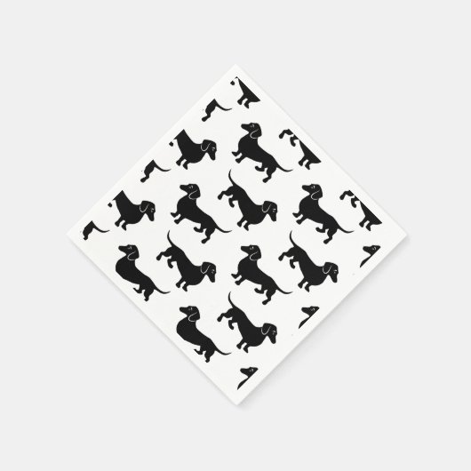 Cute Black Dachshund Pattern Serviette (Ecke)