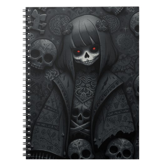 Cute black dark Skull Halloween obscure anime Notizblock (Vorderseite)
