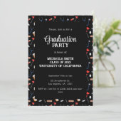 Cute Black Doctor Pattern Graduation Party  Einladung (Stehend Vorderseite)