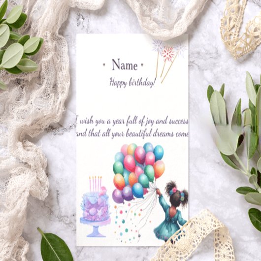 Cute Black Girl Personalized Birthday Card | Afro  Dankeskarte