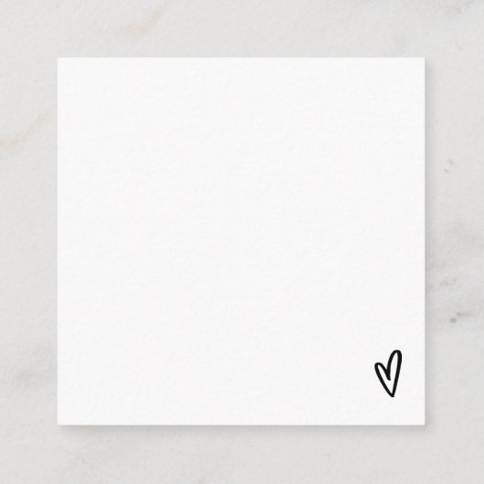Cute Black Heart I Love You Card Begleitkarte (Rückseite)