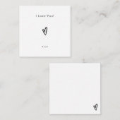 Cute Black Heart I Love You Card Begleitkarte (Vorne/Hinten)