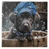 Cute Black Lab Puppy Dog Spa Bubble Bath Fliese (Vorderseite)