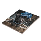 Cute Black Lab Puppy Dog Spa Bubble Bath Fliese (Seite)