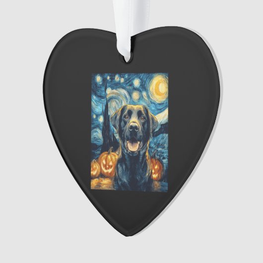Cute Black Labrador Dog Halloween Jack O Lantern P Ornament (Vorderseite)
