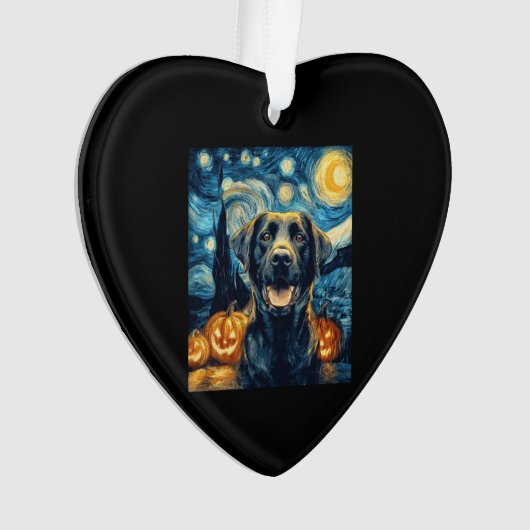 Cute Black Labrador Dog Halloween Jack O Lantern P Ornament (Vorderseite)