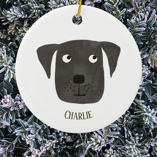 Cute Black Labrador Retriever Dog Keramik Ornament