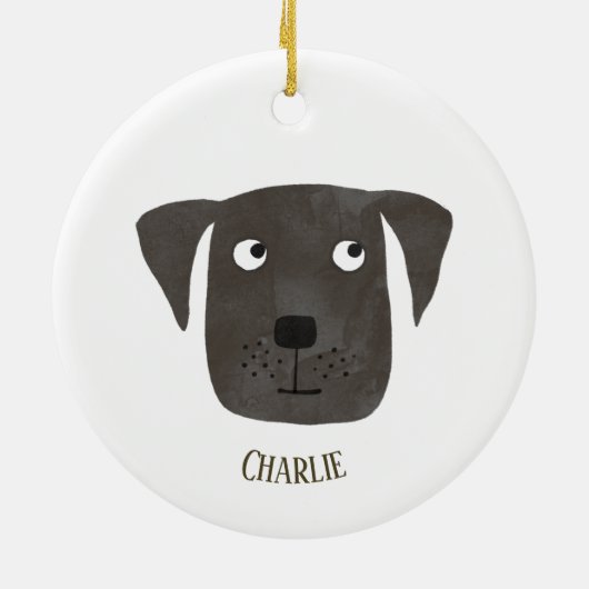 Cute Black Labrador Retriever Dog Keramik Ornament (Hinten)