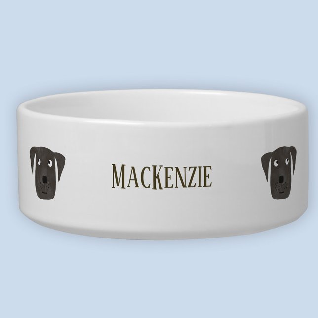 Cute Black Labrador Retriever Dog Napf (Fun Black Labrador Retriever Dog personalized name pet bowl)