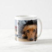 Cute Black Paw Prints 2 Pet Photos Kaffeetasse (VorderseiteRechts)