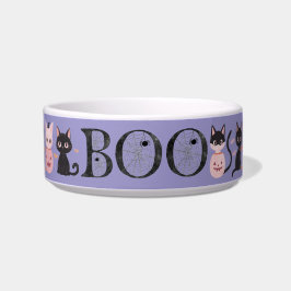 Cute Black Pink Purple Halloween Boo Cat Feeding Napf