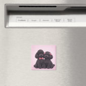 Cute Black Poodle Couple Valentine Illustration  Magnet (In Situ (Geschirrspüler))