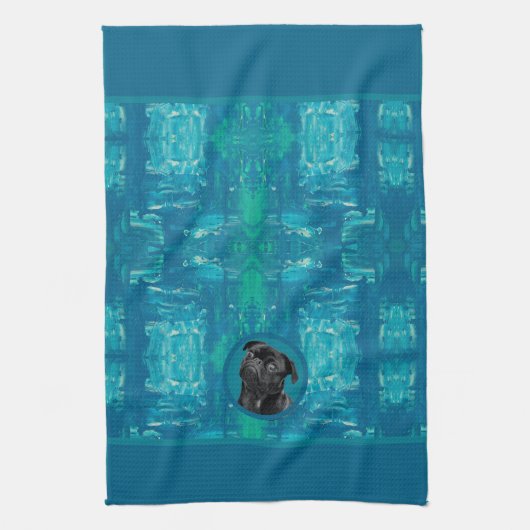 Cute Black Pug Face Charm | Unique Custom Dog Love Geschirrtuch (Vertikal)